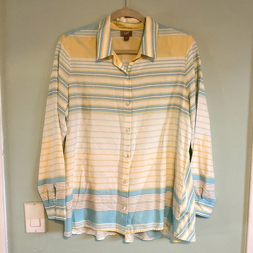 J. Jill 100% Silk Stripe Tunic Blouse Size M